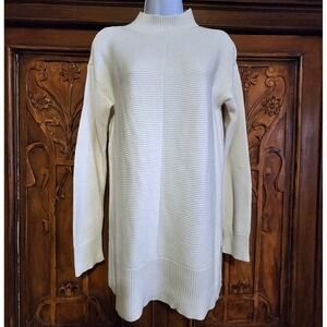 Talbots Ivory Knit Pullover Mockneck Sweater Medium Petite